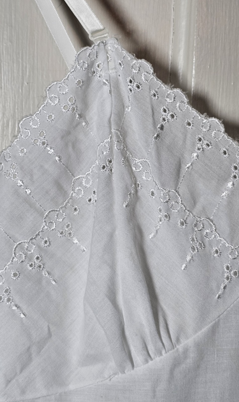 Slip Dress Eyelets Embroidered Lace Trim Size XS Fairy Coquette Feminine Dainty