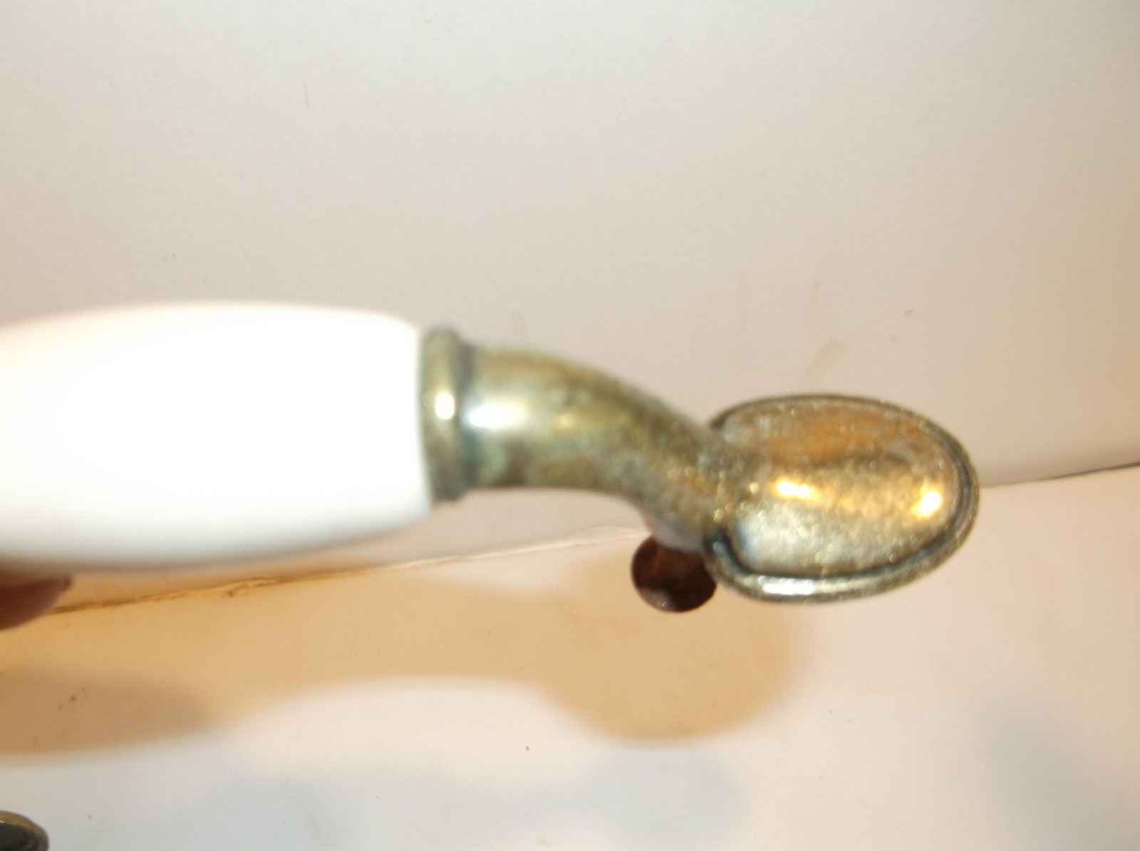 Lot of 6 Ceramic & Brass Cabinet/Drawer Pulls 5" c-c 3"