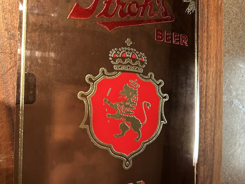 Strohs Beer Sign Reverse Style Mirror Gold Leaf