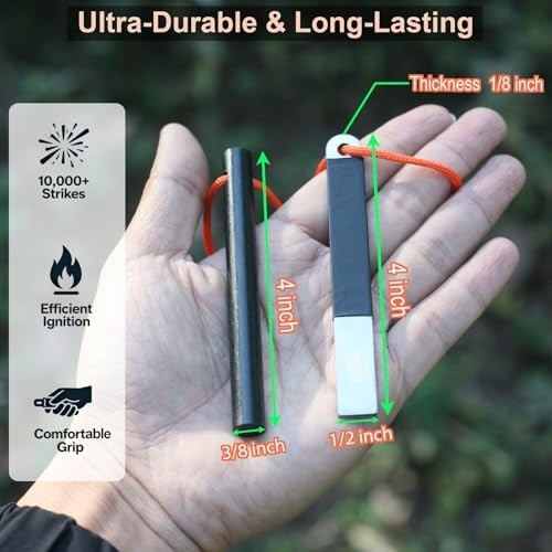4 Portable Pocket Waterproof Ferrocerium Ferro Rod Fire Starter Survival Tool...