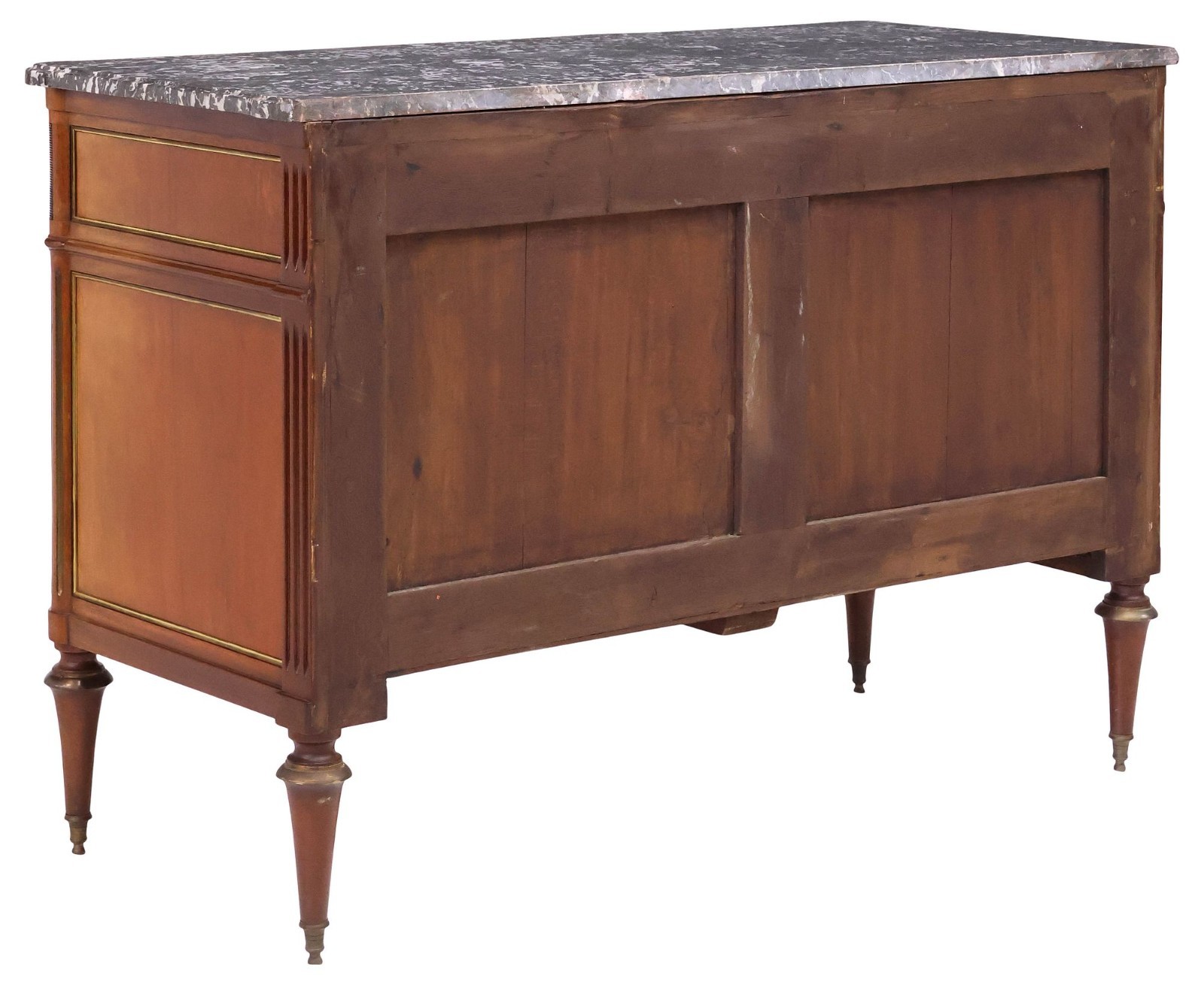 ANTIQUE FRENCH LOUIS XVI MARBLE-TOP MAHOGANY CHEST OF DRAWERS COMMODE