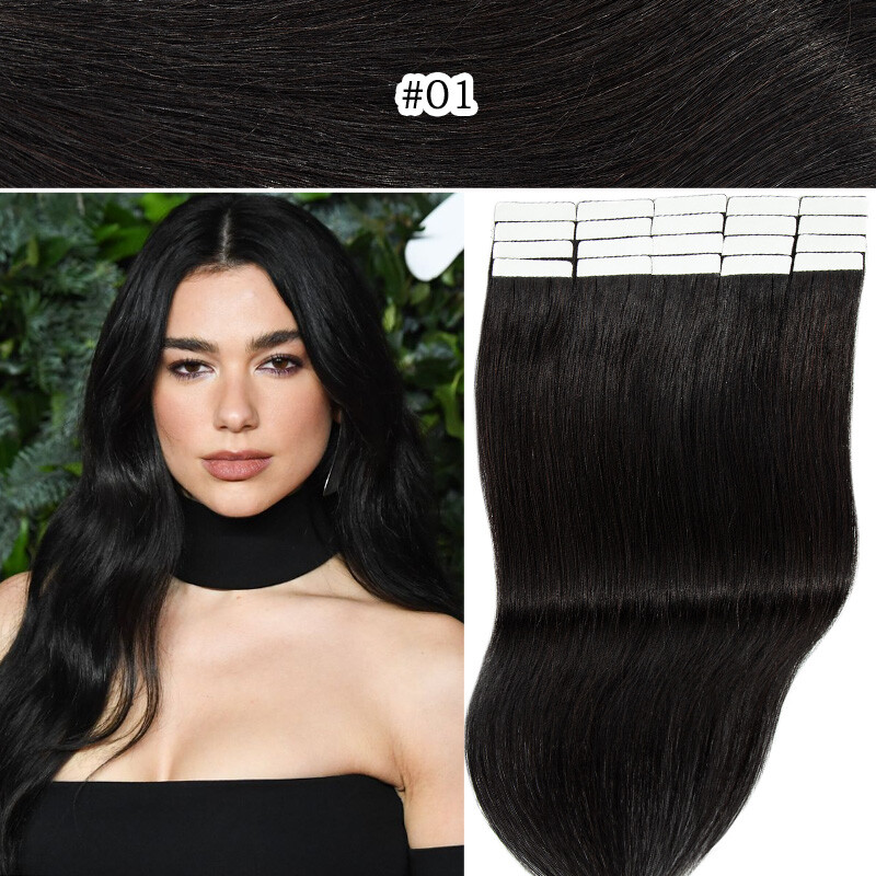 THICK Tape In 100% Remy Human Hair Extensions Skin Weft FULL HEAD 60PCS Straight
