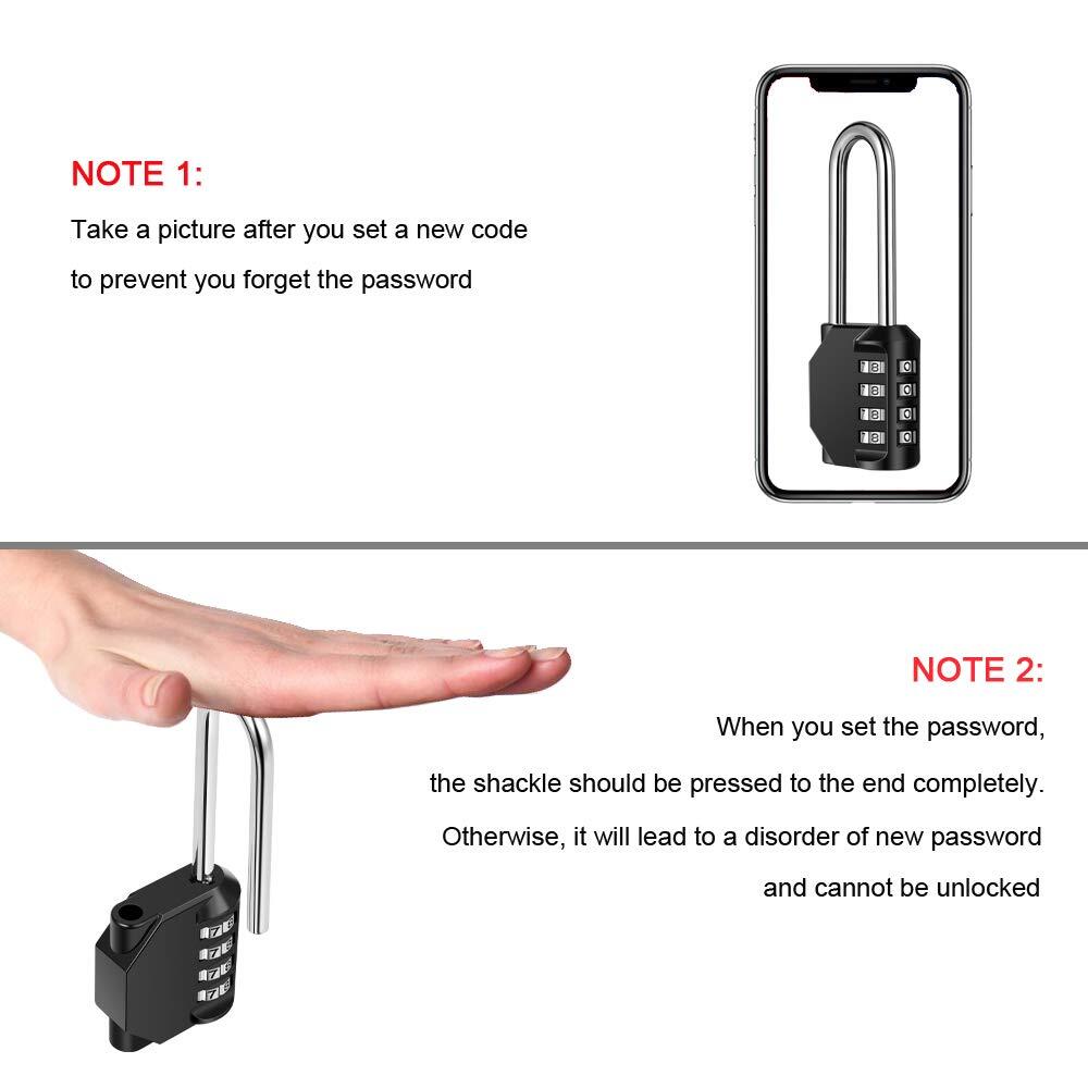 2 Pack Combination Lock, 4-Digit Padlock Keyless, Resettable Luggage Locks for B