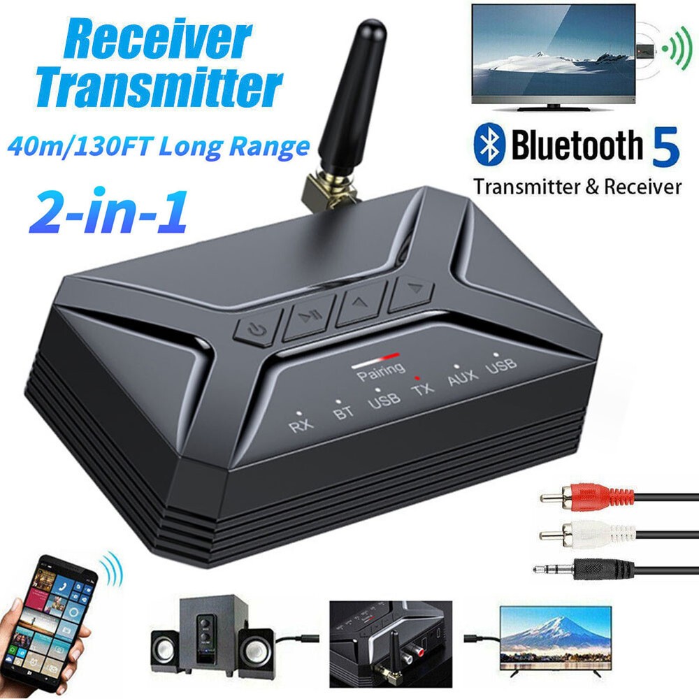 Long Range Bluetooth 5.0Transmitter Receiver Audio Adapter for TV Home Stereo ZS