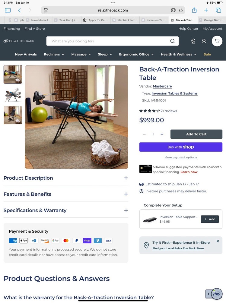 Inversion Table – Mastercare Back-A-Traction Gravity Stretch Table