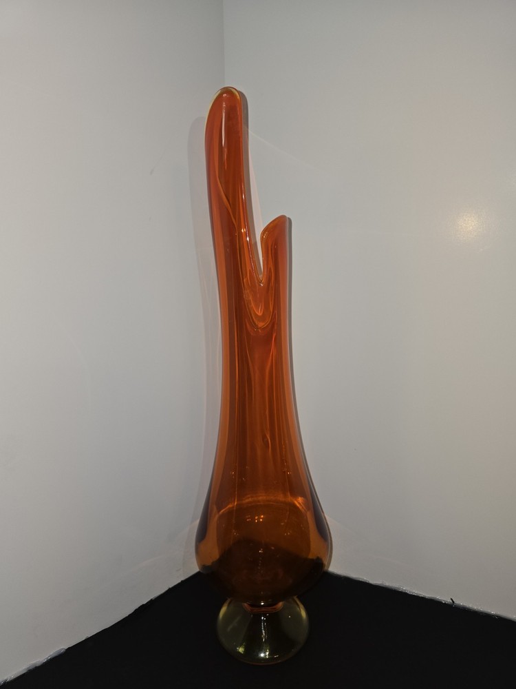L.E Smith Orange Swing Vase