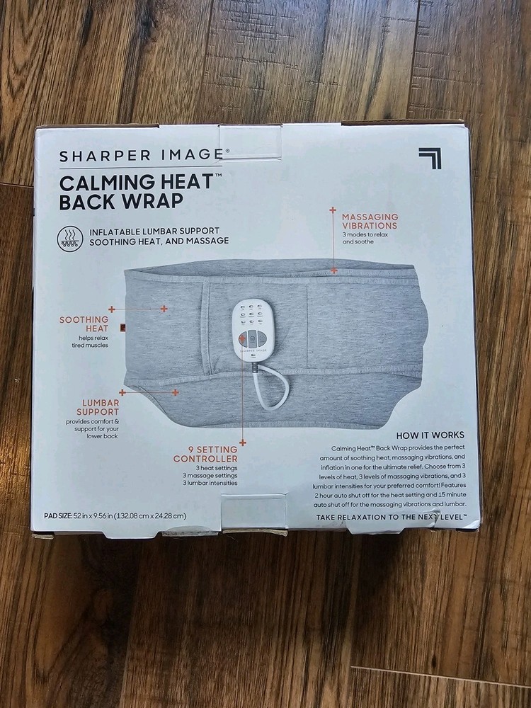 Back Wrap Pad Calming Heating Massaging Inflatable Lumbar Support Sharper Image