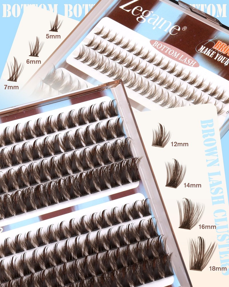 Brown Lash Clusters With Spikes Bottom Eyelash Wispy Cluster