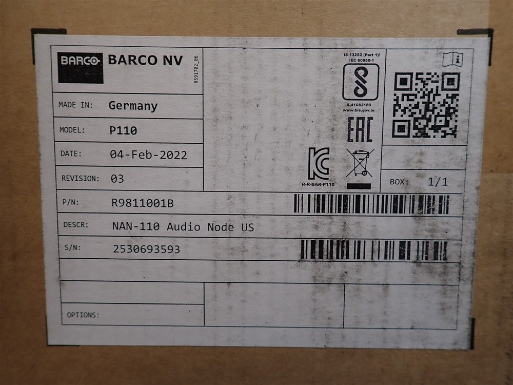 Barco R9811001B NAN-110 TransForm Audio Node US (S18)