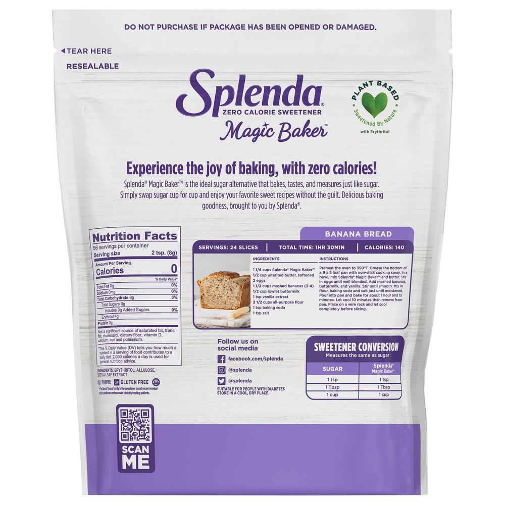 Splenda Magic Baker Zero Sugar Plant Based Baking Blend 16 Ounce Pack