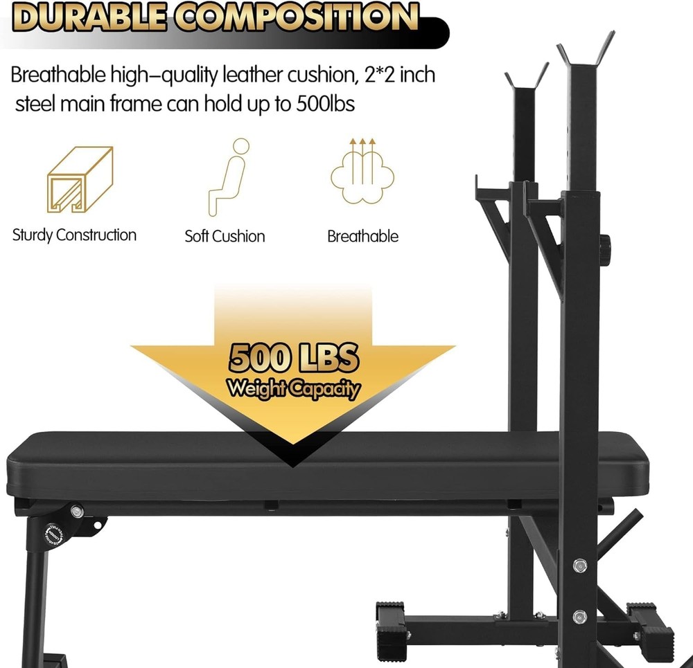 Weight Bench with Squat Rack Workout Bench Adjustable Barbell Rack Stand