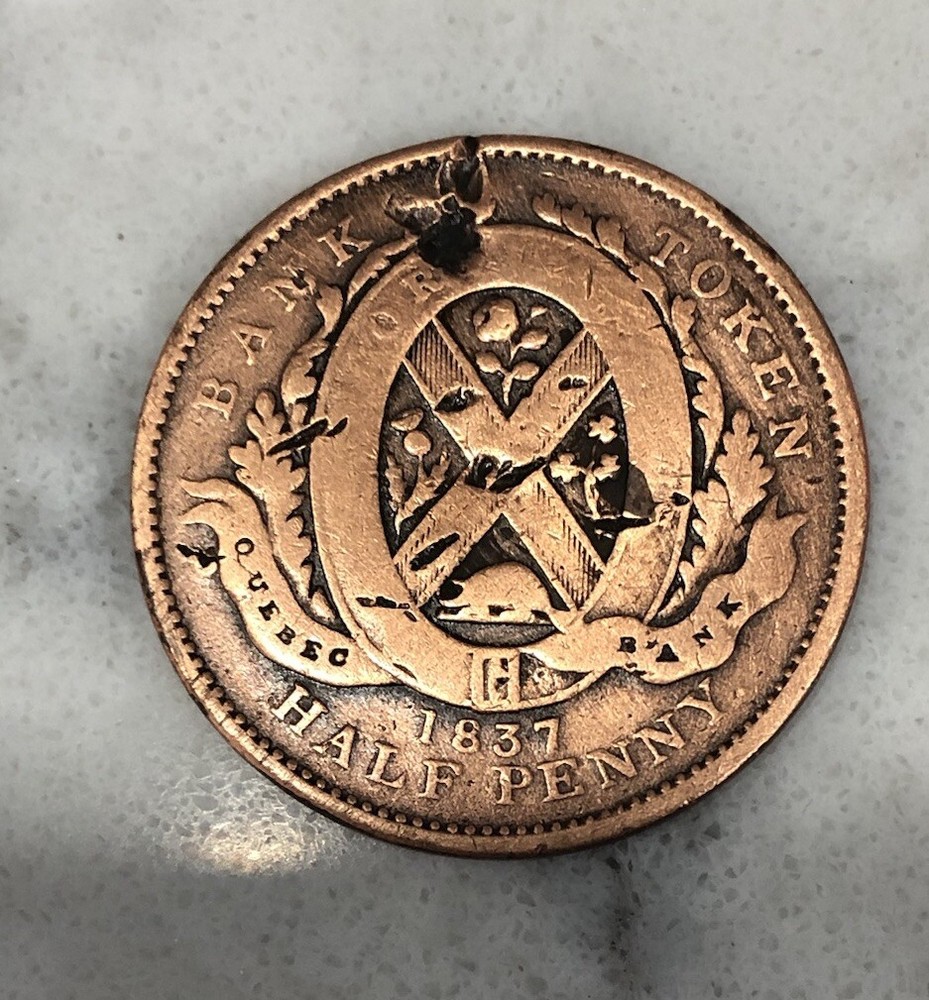 1837 Quebec, Canada  Bank Token Half Penny