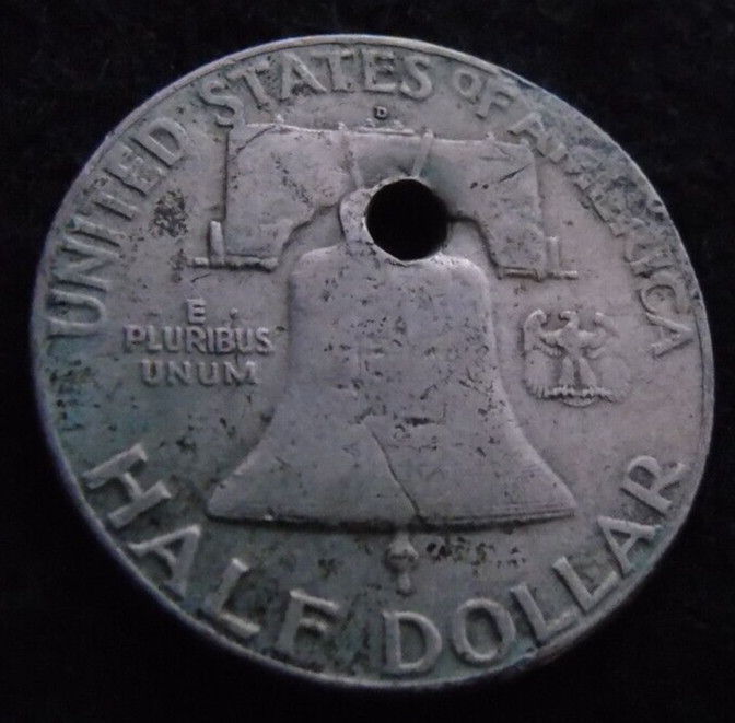 1948 D Franklin Half Dollar Ben Benjamin 1/2 Silver US Coin Planchet Mint Error