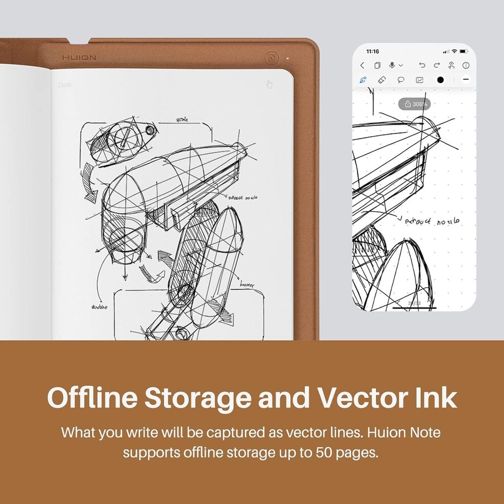 Note 2-in-1 Digital Notebook Drawing Tablet With Battery-free Pen, Bluetooth ...