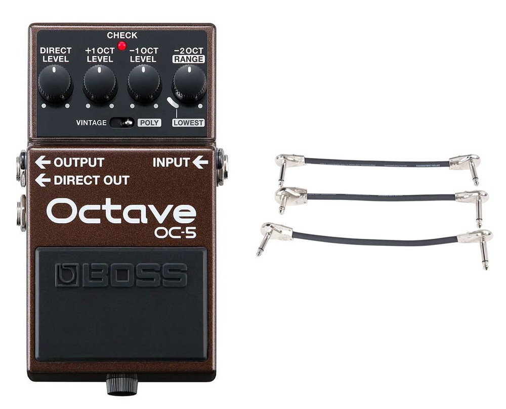 Boss OC-5 Octave Pedal + Gator Patch Cable 3 Pack