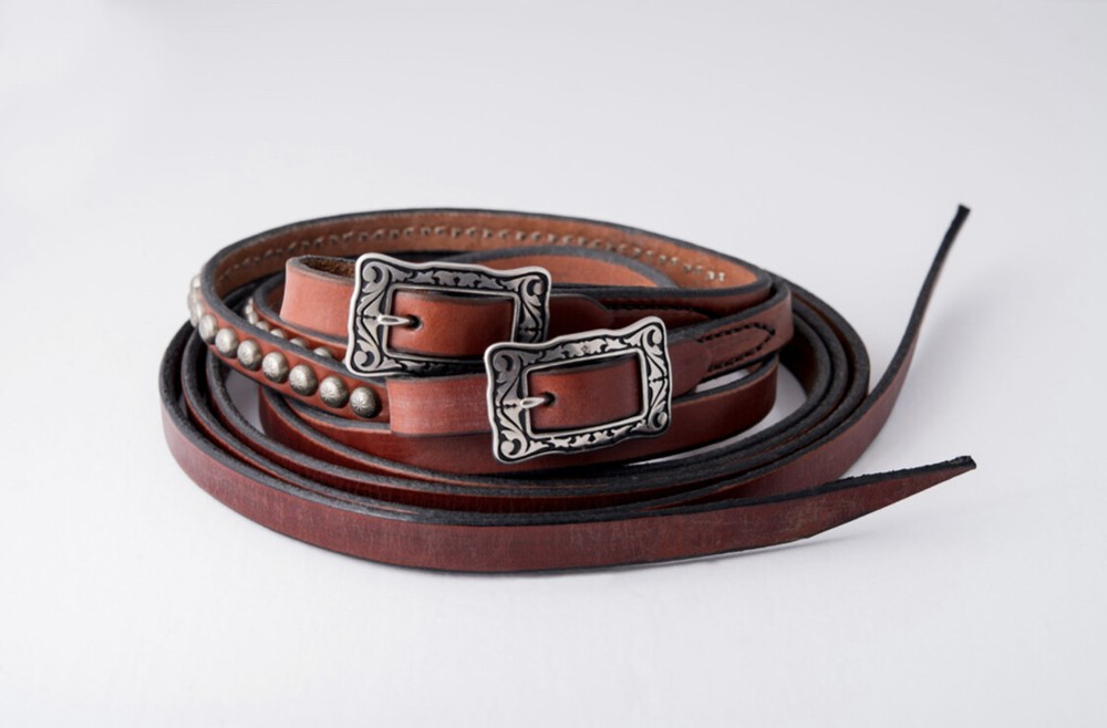 Western Brown Leather Bit less Bridle & Split Reins With Buckles