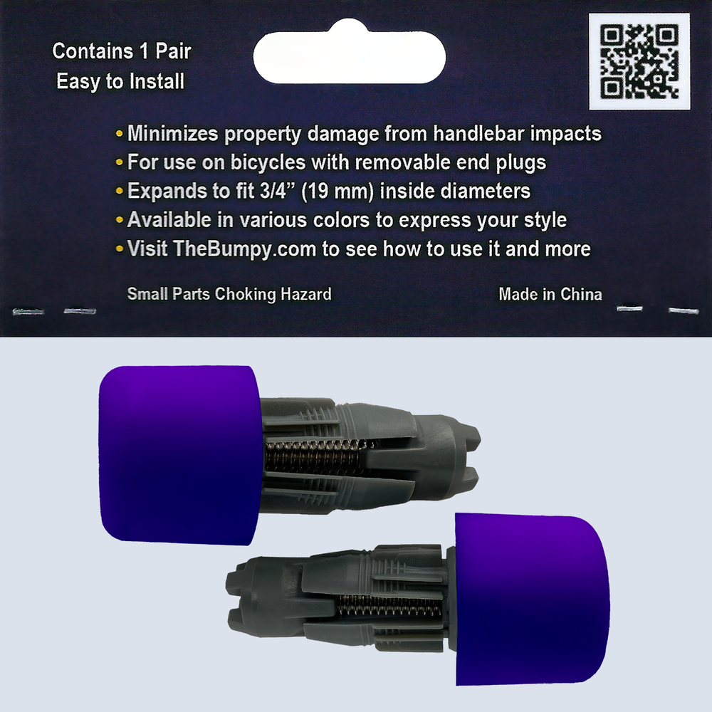 BUMPY END PLUG Bike Handlebar Soft Safe Secure Best Fit Grip Cap Purple Pair