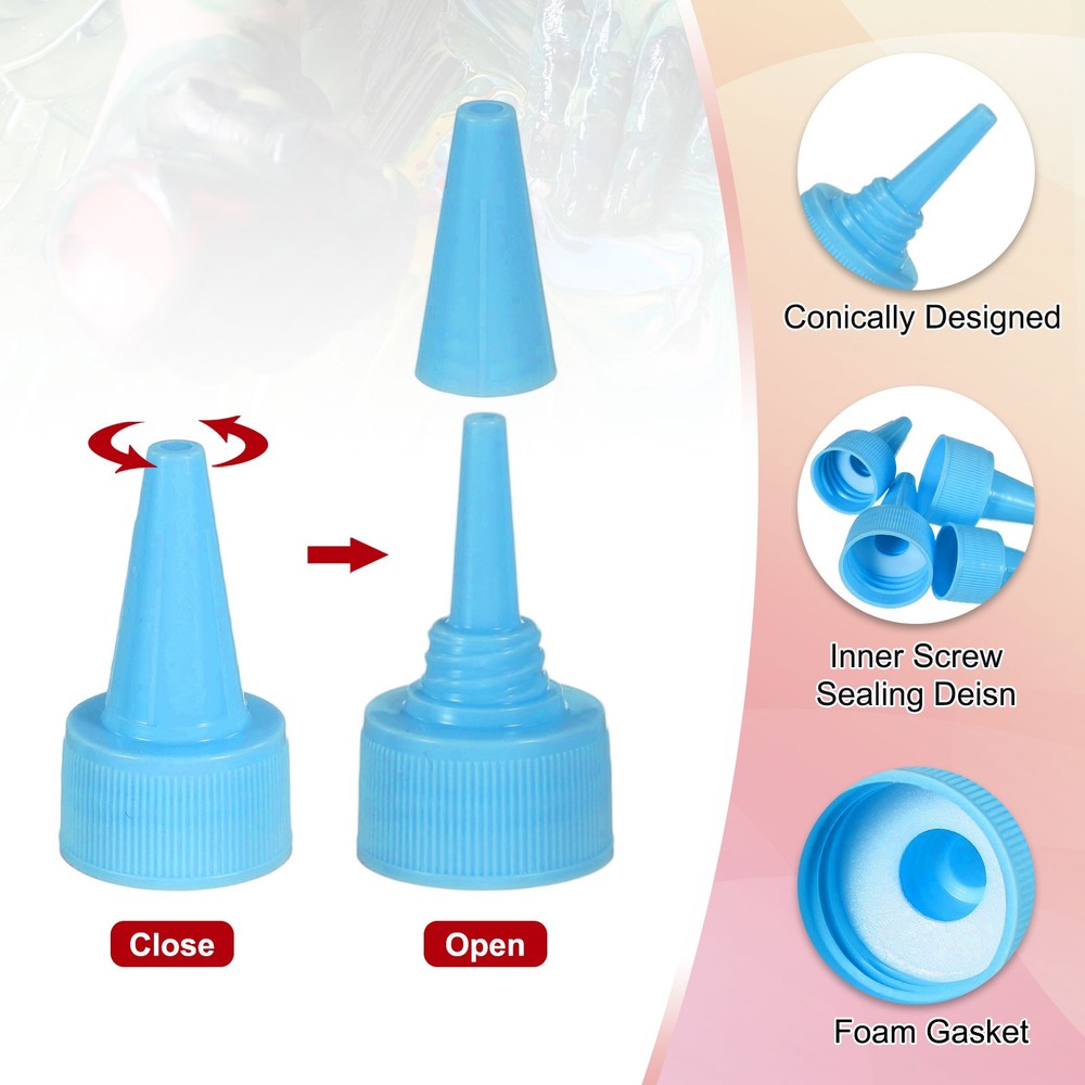 24/410 Twist Top Caps, 100Pcs Plastic Squeeze Bottle Replacement Caps, Blue