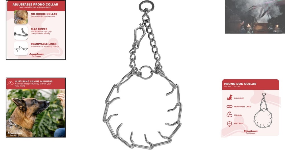 Chrome Plated Adjustable Prong Collar for Dogs 20-40 lbs: No-Pull Training