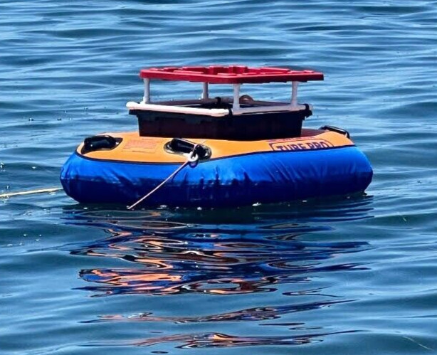 Hookah Diving Dive Float raft with protective bottom blue cover