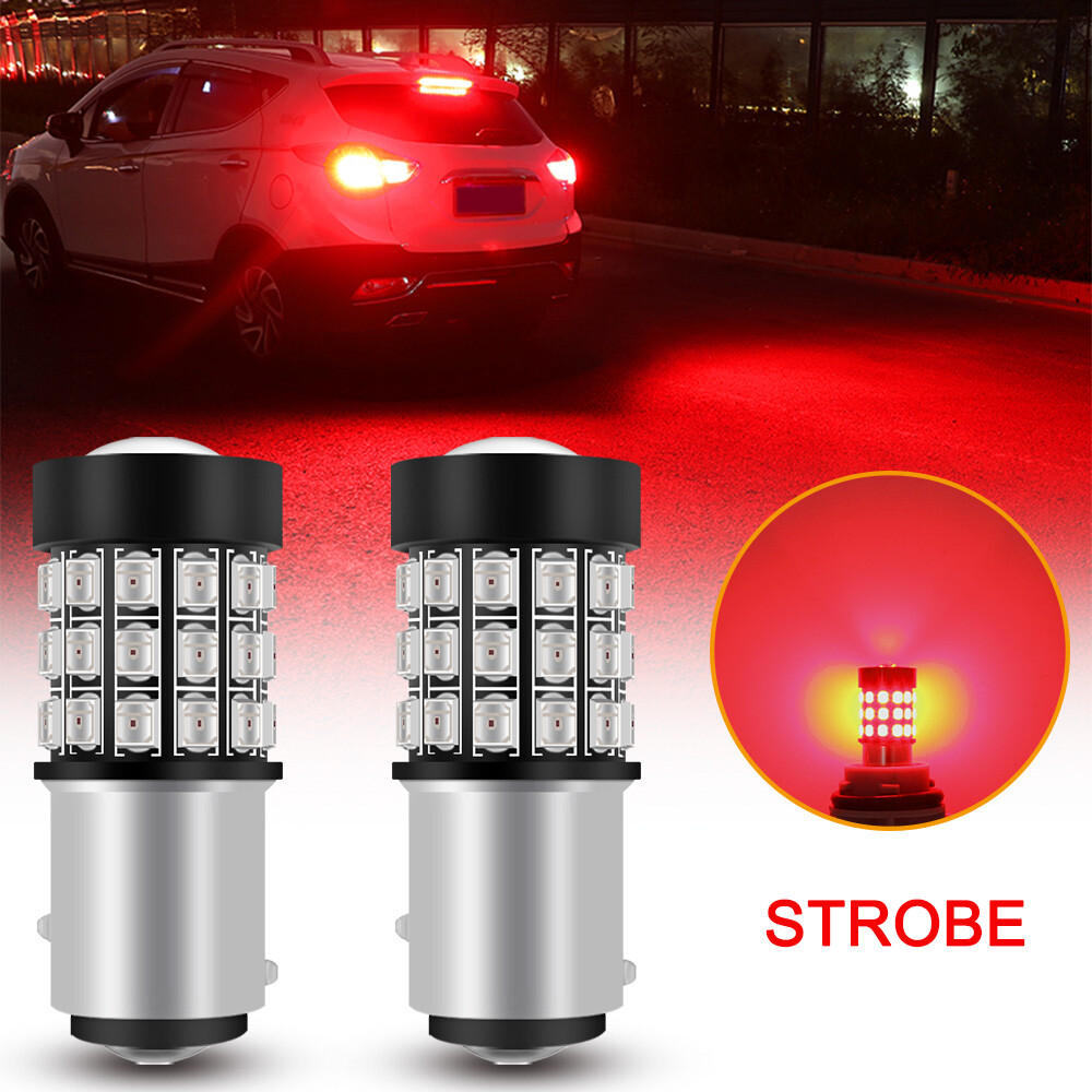 2x 1157 LED Strobe Flashing Brake Stop Bulbs Tail Blinking Light Safety Warning