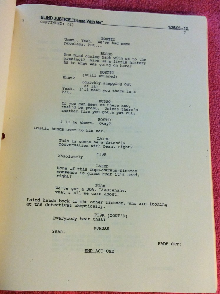 ORIGINAL SCRIPT BLIND JUSTICE DANCE WITH ME STEVEN BOCHCO RON ELDARD NICHOLS