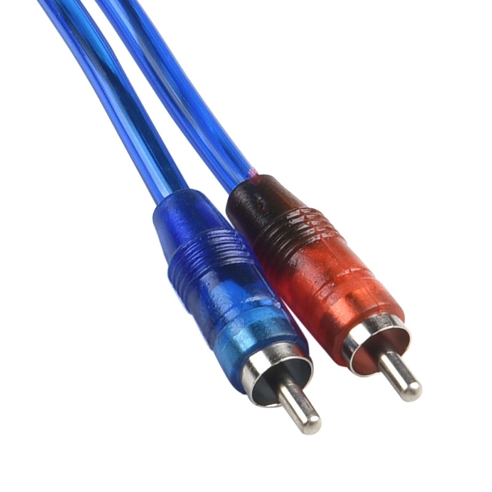 2pcs RCA Y Splitter Audio Jack Cable Adapter 1 Female to 2 Male Connector Blue