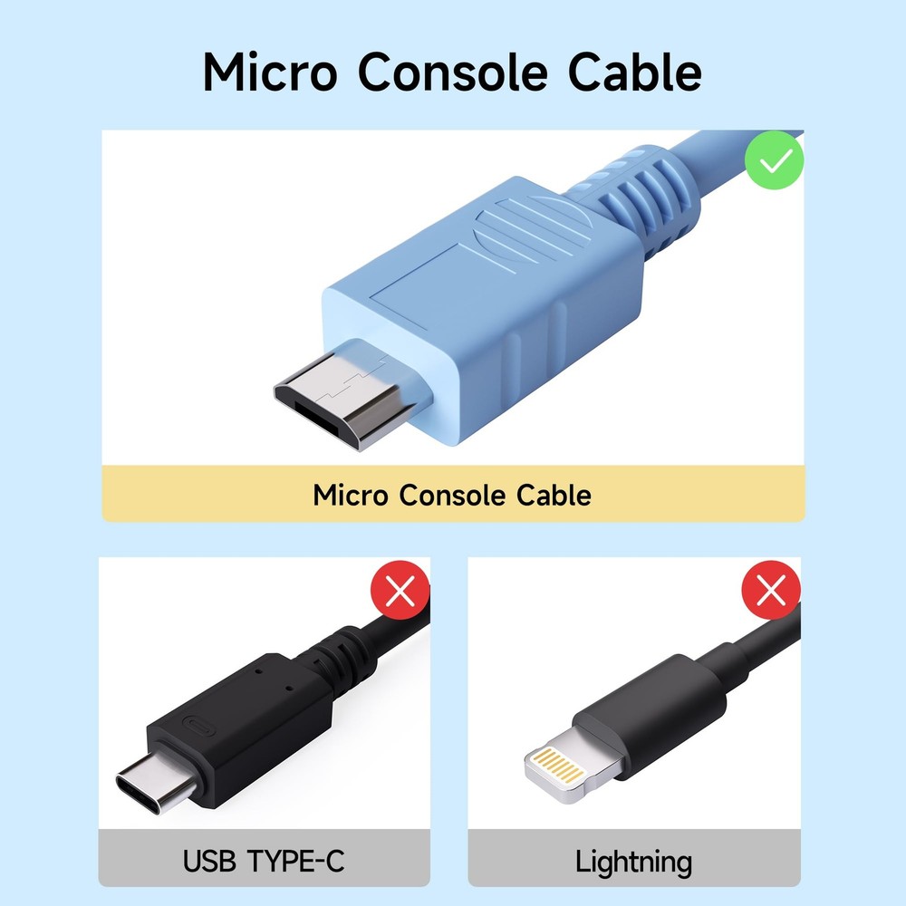 IQlionco 6FT FTDI USB to Micro Console Cable, 2.0 Cable Blue