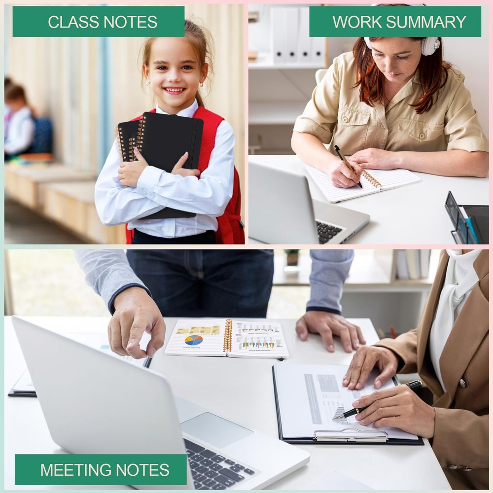 Utron 3 PCS Small Spiral Notebook 5x7, Notebooks for Note Taking, Black Spira...