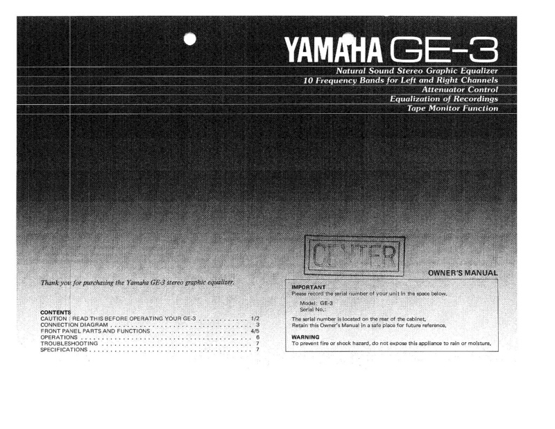 Yamaha GE-3 Equalizer Owners Manual