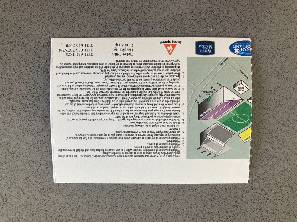 Hibernian v Arbroath 2005-06 Match Ticket