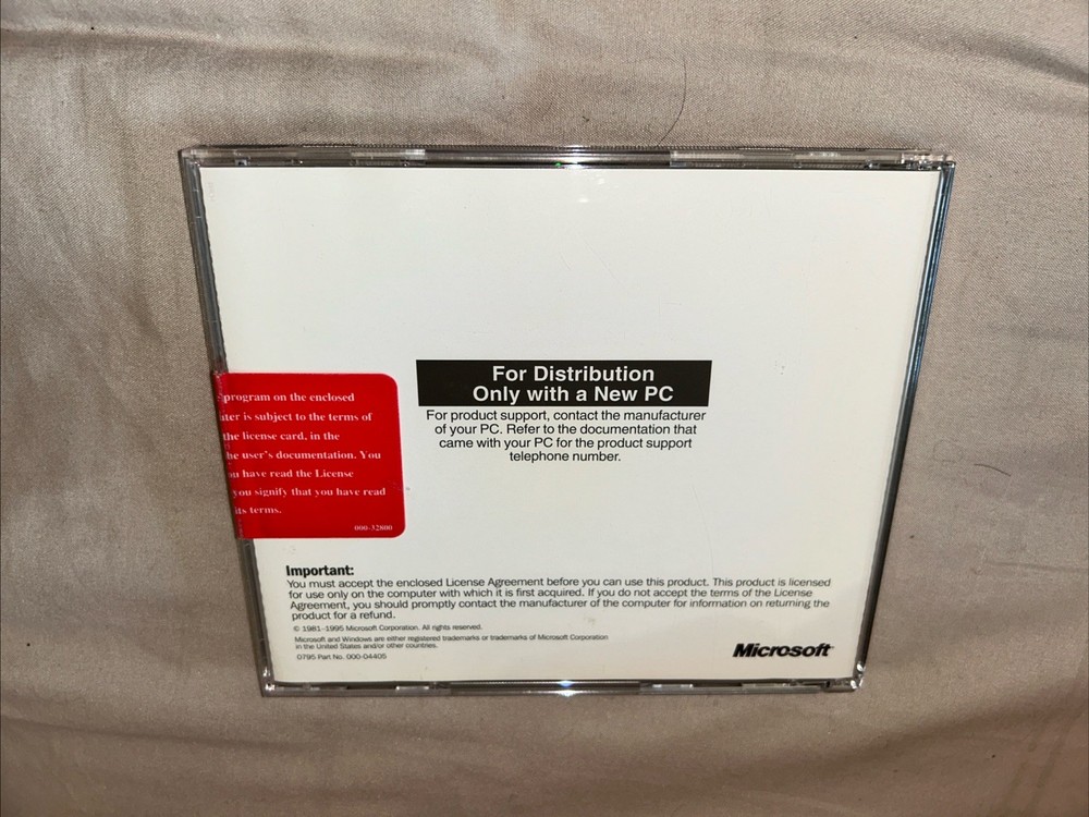 Microsoft Windows 95 Installation CD CD-ROM Disc Only. Unopened, Sealed Case