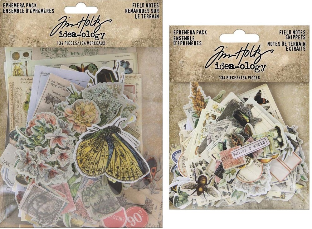 Tim Holtz Idea-Ology 2020 Field Notes Ephemera Pack & Field Notes Snippets Pa...