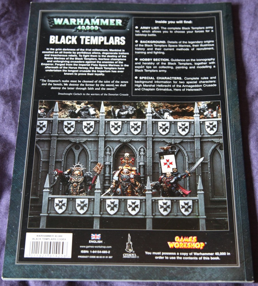 Warhammer 40k, Black Templars Codex, 4th Edition, 2005, Games Workshop