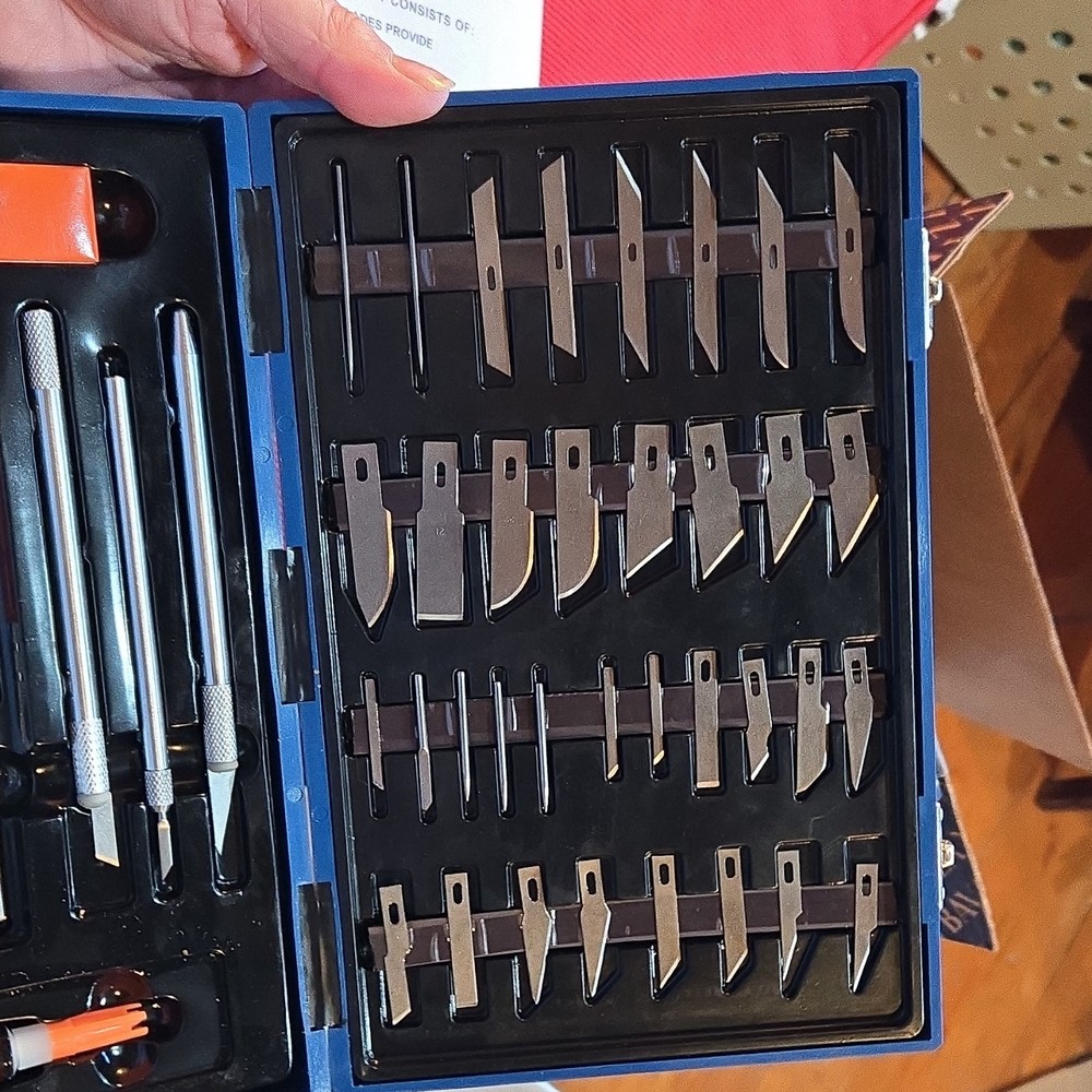 51 Piece Craft Knife Set with Precision Blades, Holders, Chisel Handle