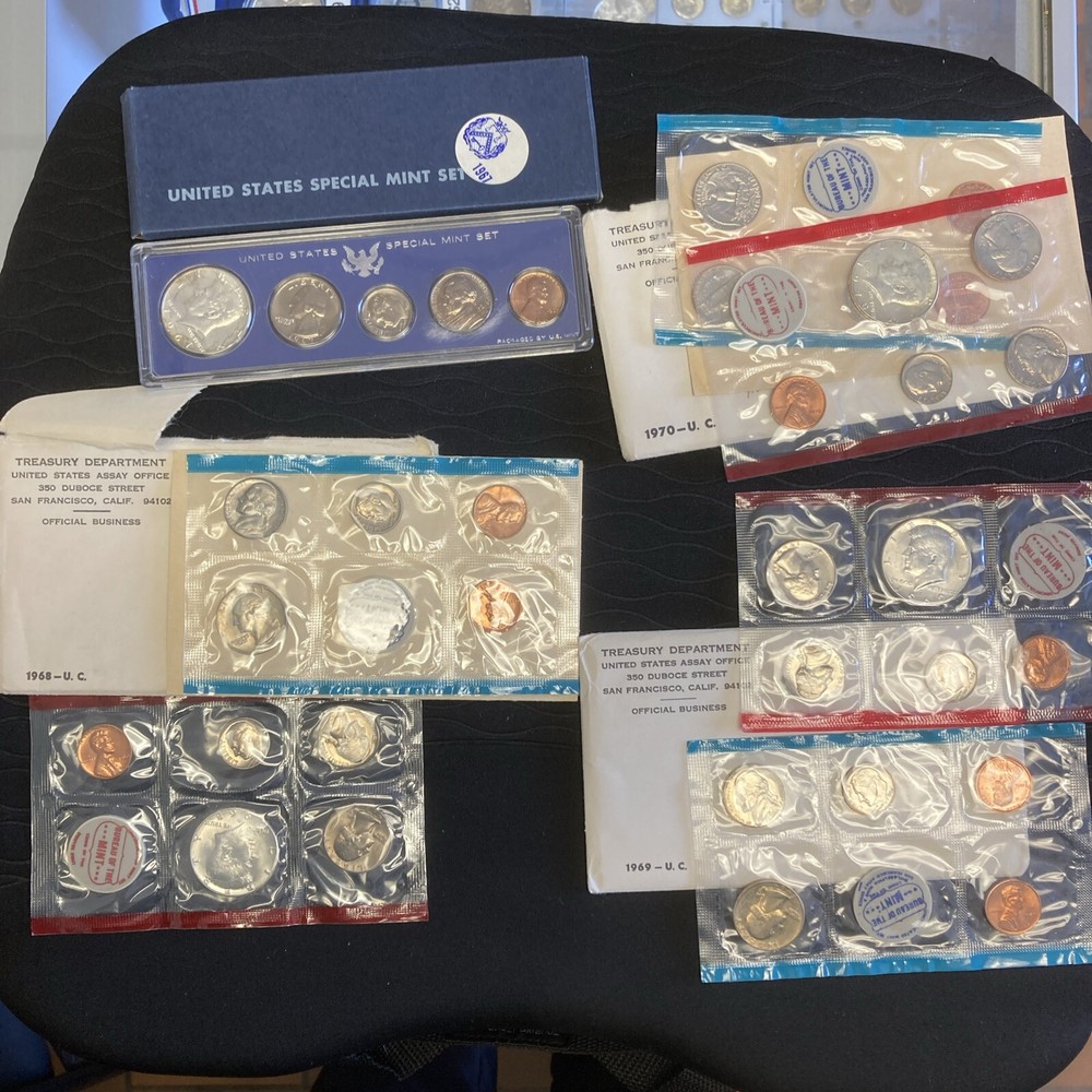 12 US Mints Sets 1967-1978; 12 SETS TOTAL Some Nice Toning