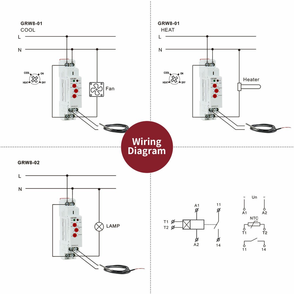 GEYA Temperature Control Relay Thermostat Control relay Temp Sensor with Sensor