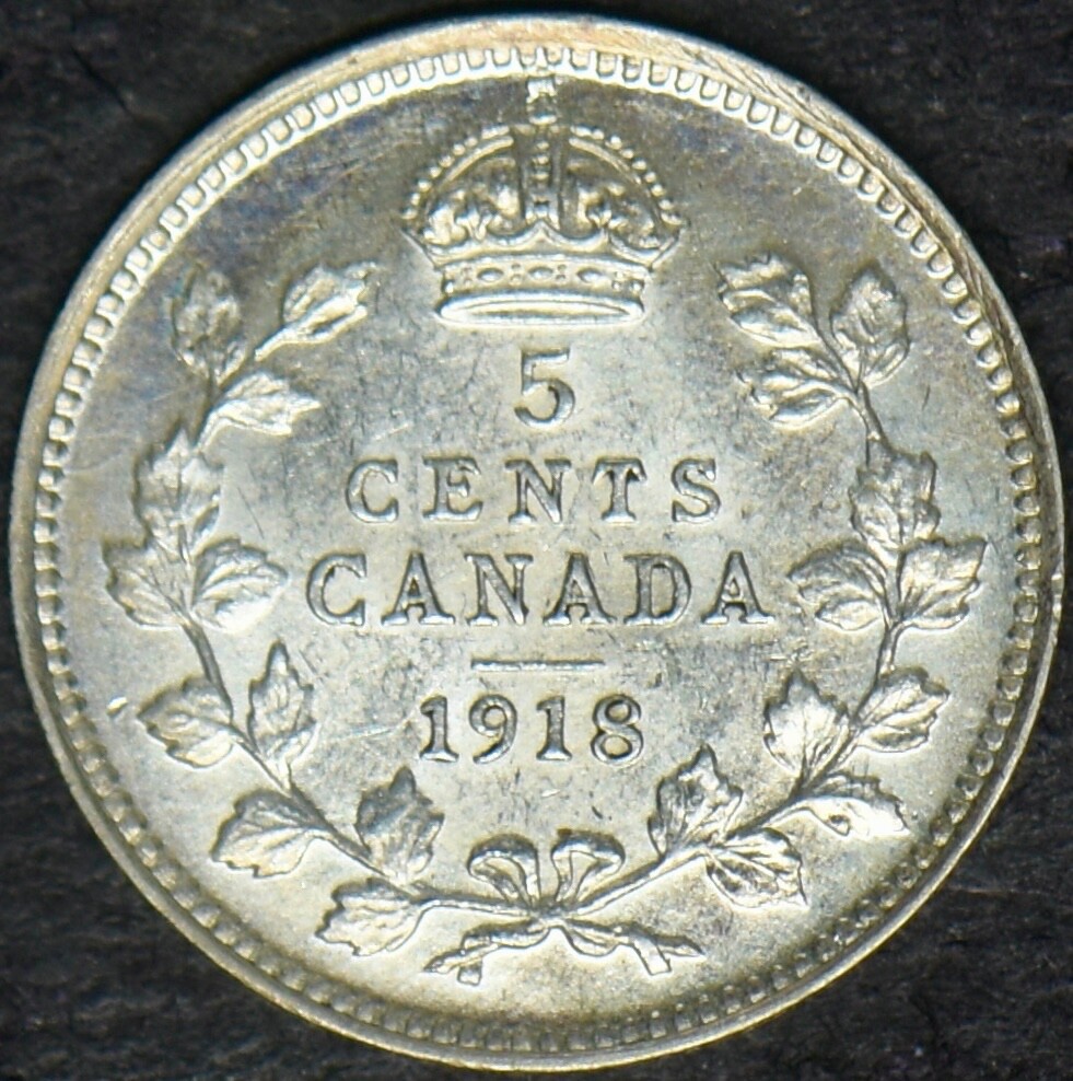 1918 Canada Silver 5 Cents - ✪COINGIANTS✪
