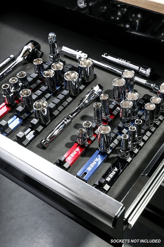 Aluminum Socket Organizer for 10 Sockets Tool Box Storage Solution