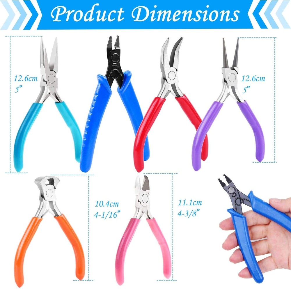 Jewelry Making Tools Kit: 6pc Set, Including Needle Round Nose, Wire Cutters,...