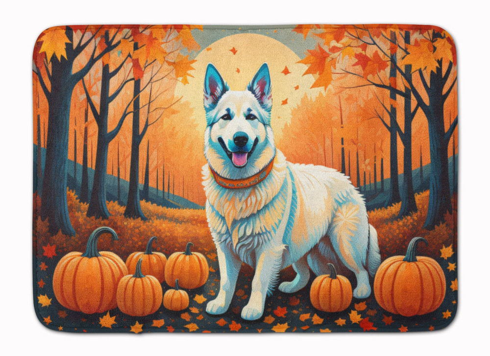 White German Shepherd Fall Memory Foam Kitchen Mat