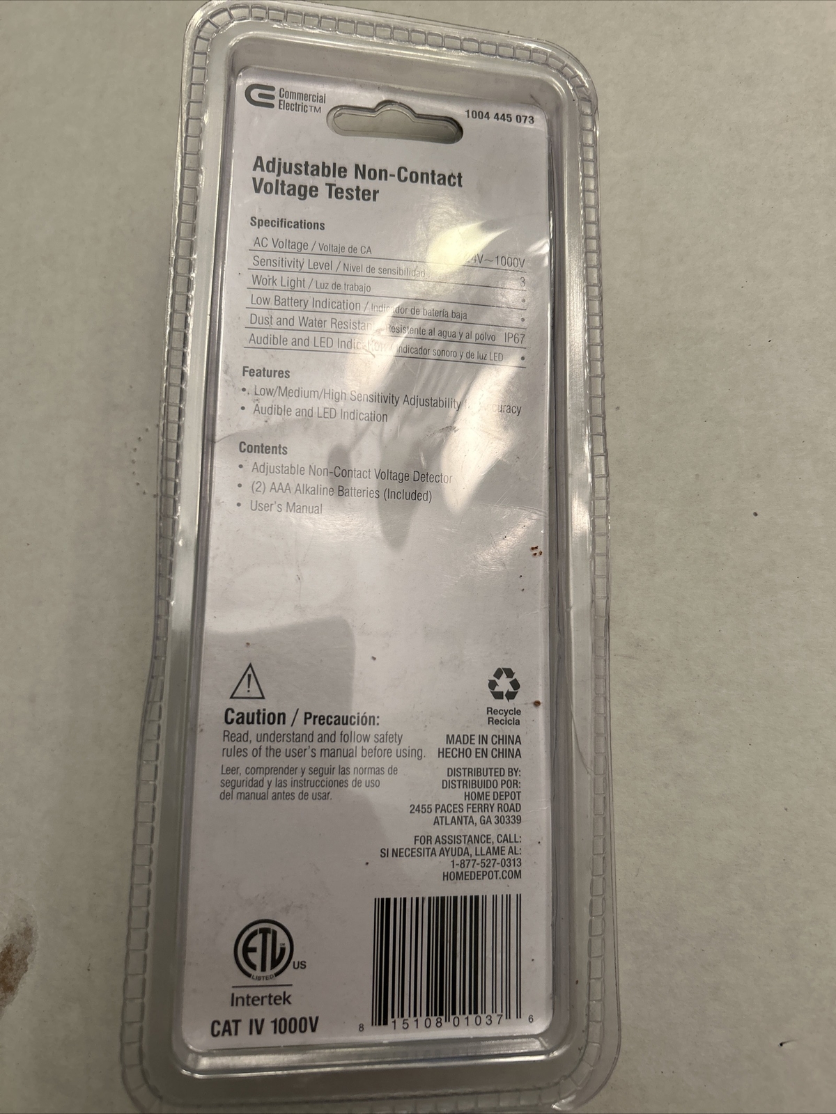 Commercial Electric AC Voltage Detector + Adjustable Sensitive 1004445073