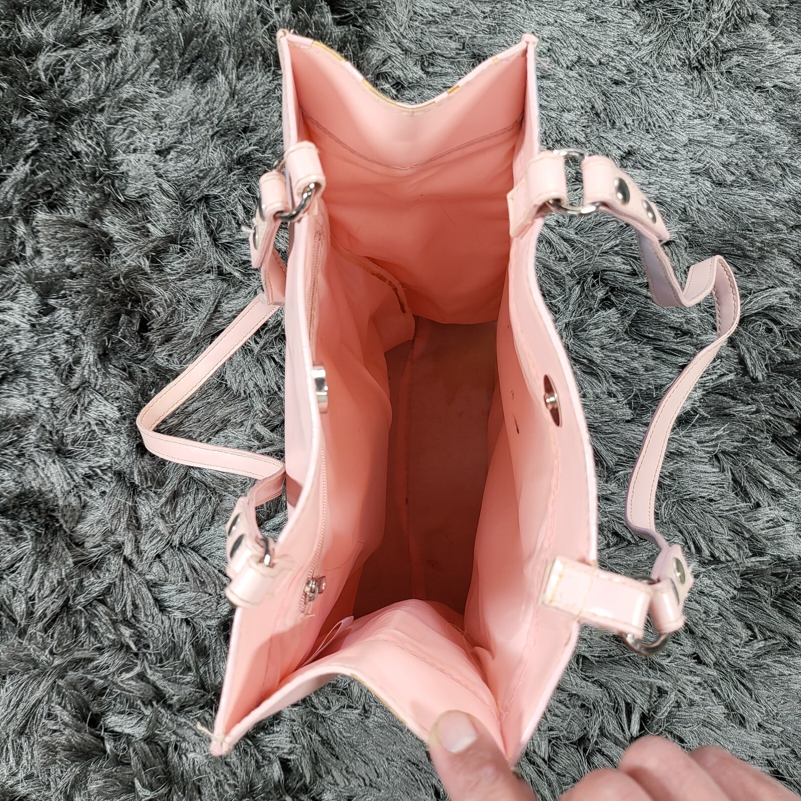 Vintage Walt Disney Sleeping Beauty Vinyl Tote Bag Blue Double Handle 9x12 Flaw