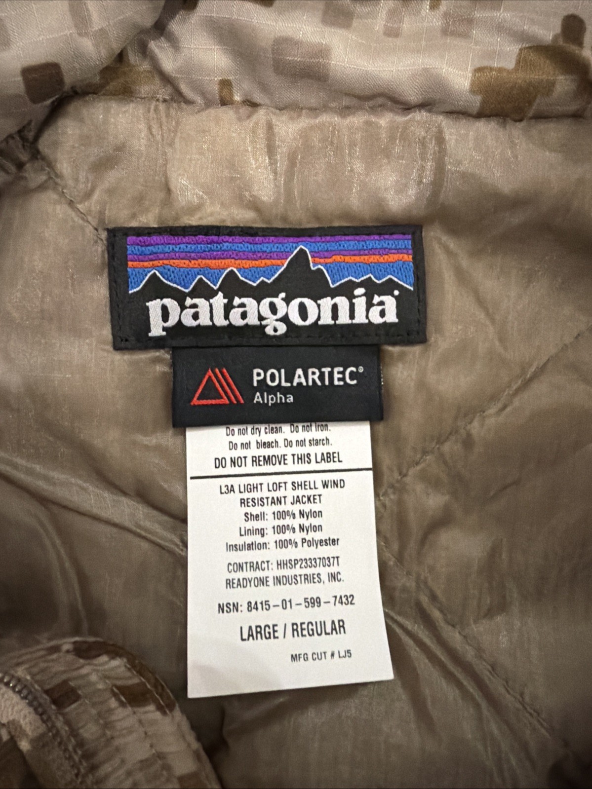 Patagonia Level 3A L3A Soft Shell Jacket AOR1 L/R DEVGRU NSW SEAL