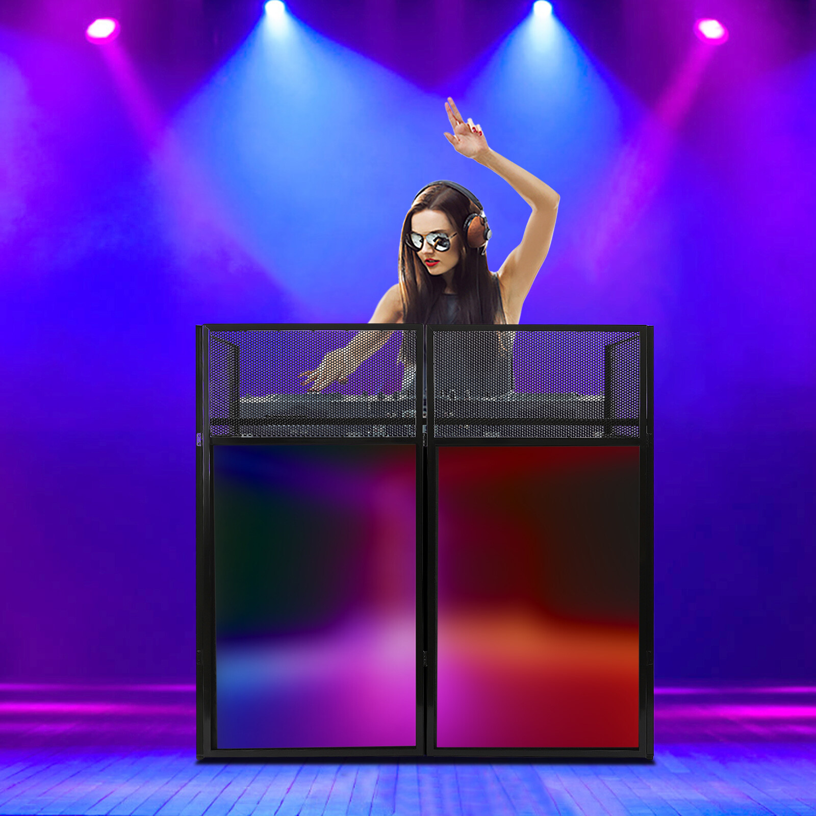 DJ Display Stand, DJ Event Booth Facade, Portable DJ Facade Booth Table, DJ Cont