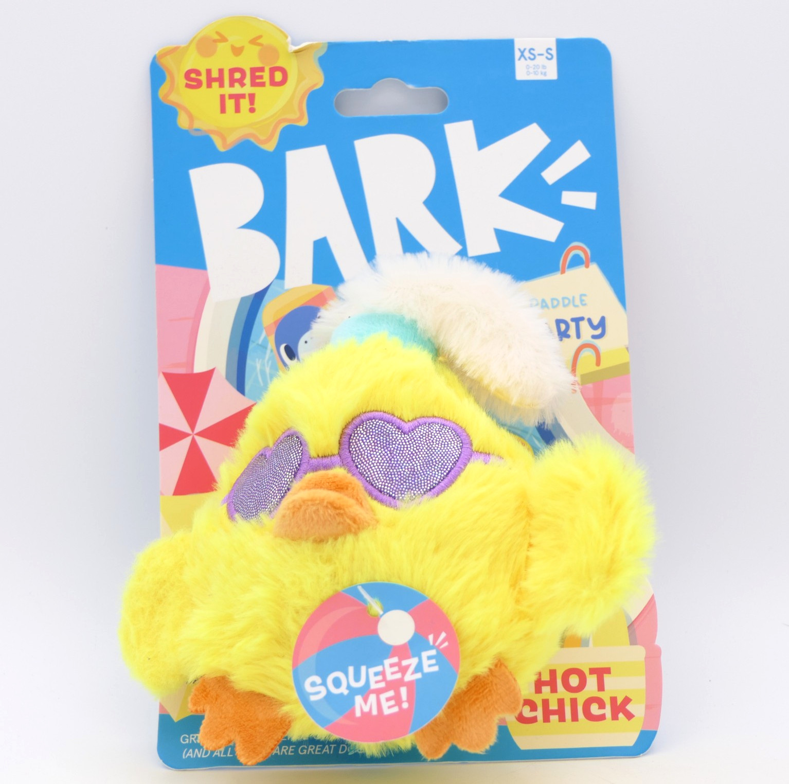 BARK Doggy Paddle Pool Party Hot Chick Dog Toy XS-S w/Spiky Squeaker Ball Inside