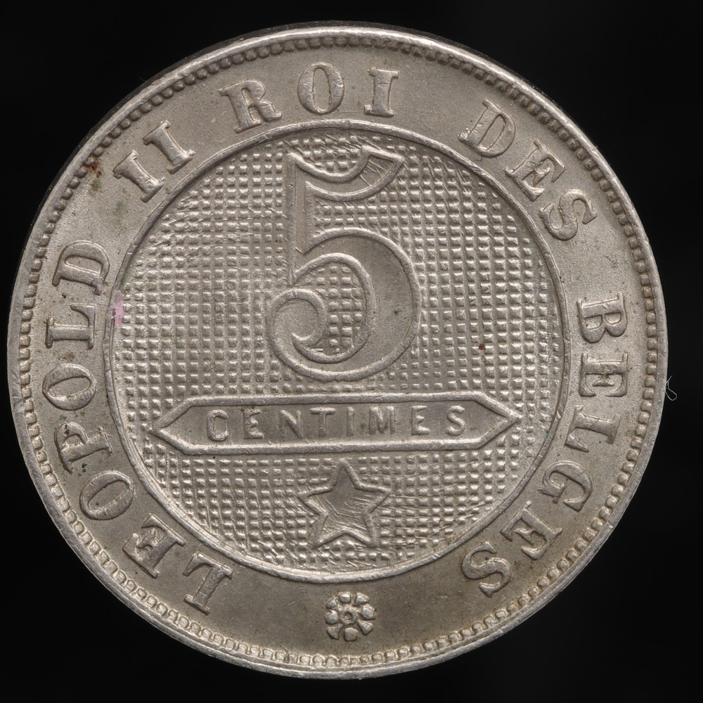 1898 Belgium 5 centimes coin