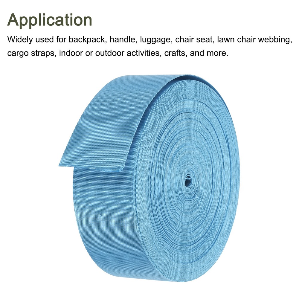 Flat Nylon Webbing Strap 2 Inch 25 Yards Lake Blue for Backpack