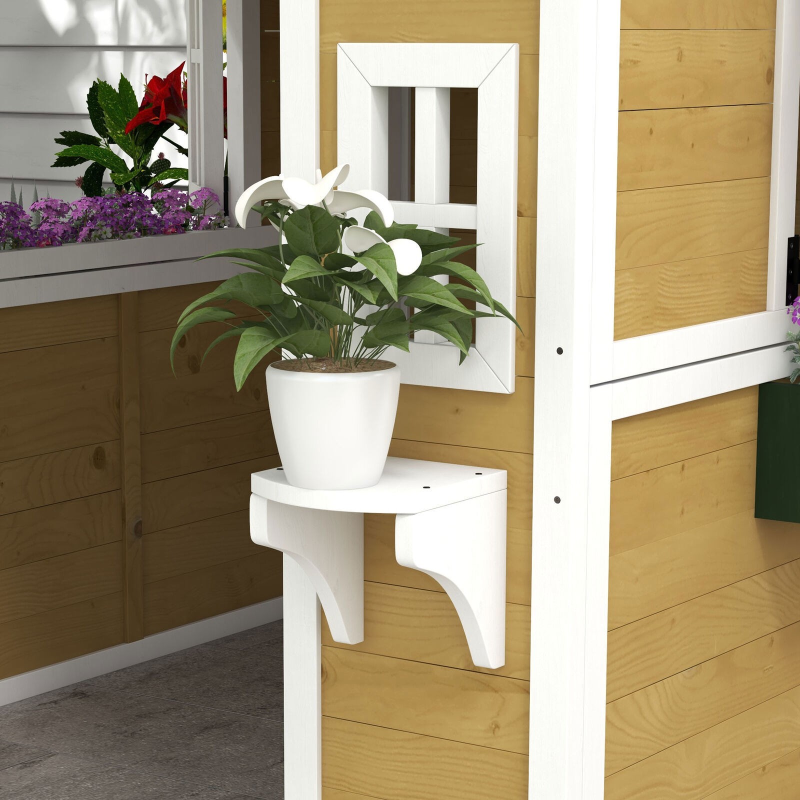 Playhouse for Kids with Doors Windows Planter Pots and Boxes