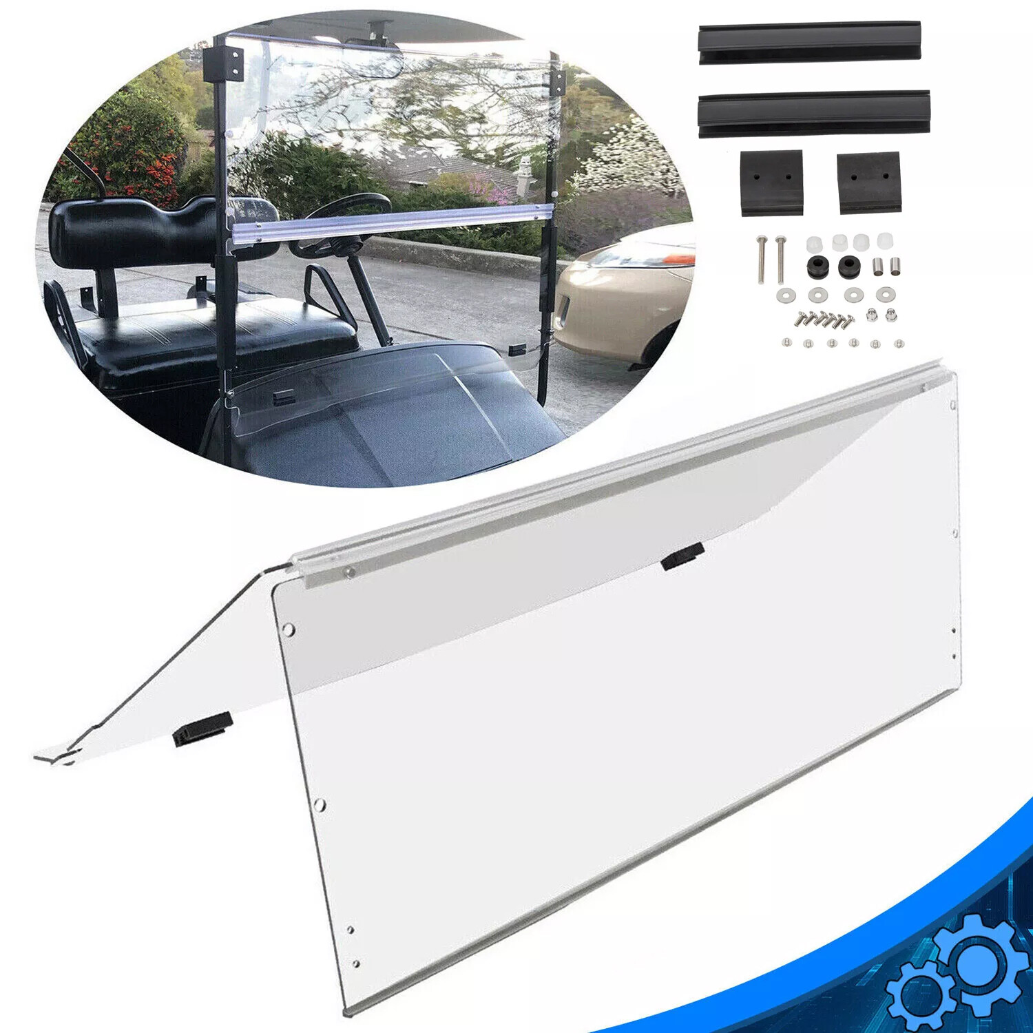 For EZGO TXT 1994-2013 2014 Clear Fold Down Golf Cart Windshield Windscreen